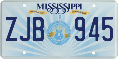 MS license plate ZJB945