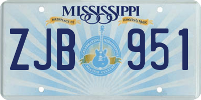 MS license plate ZJB951