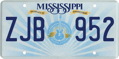 MS license plate ZJB952