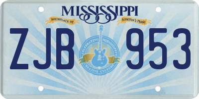 MS license plate ZJB953