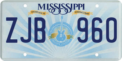 MS license plate ZJB960