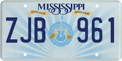 MS license plate ZJB961