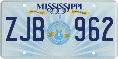MS license plate ZJB962