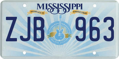 MS license plate ZJB963