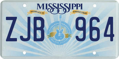 MS license plate ZJB964