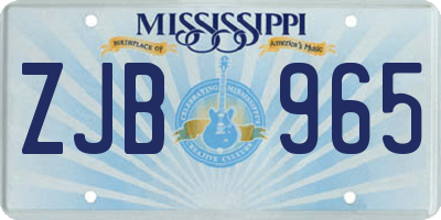 MS license plate ZJB965