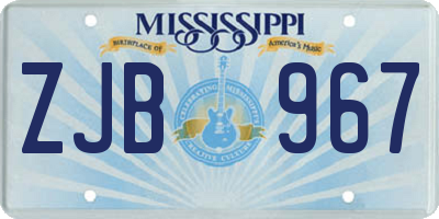 MS license plate ZJB967