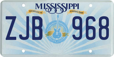 MS license plate ZJB968