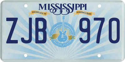 MS license plate ZJB970