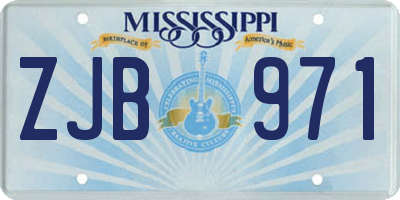 MS license plate ZJB971