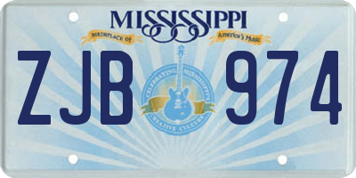 MS license plate ZJB974