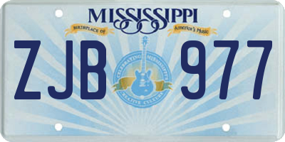 MS license plate ZJB977