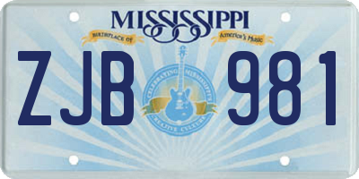 MS license plate ZJB981