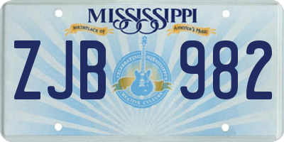 MS license plate ZJB982