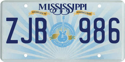 MS license plate ZJB986