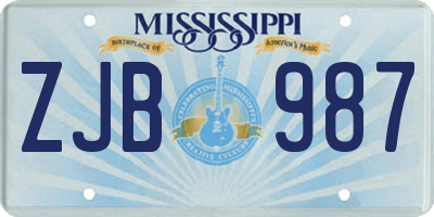 MS license plate ZJB987