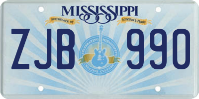 MS license plate ZJB990