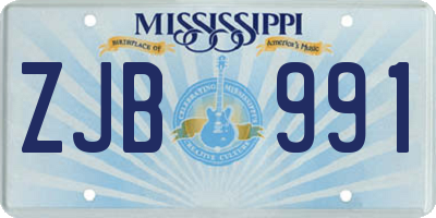 MS license plate ZJB991
