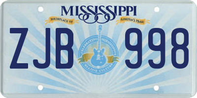 MS license plate ZJB998
