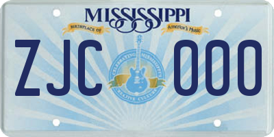 MS license plate ZJC000