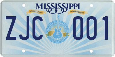 MS license plate ZJC001