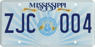 MS license plate ZJC004