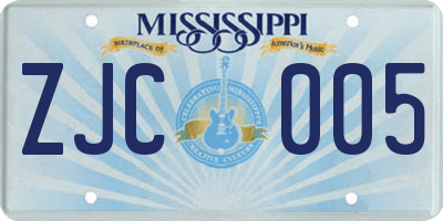 MS license plate ZJC005
