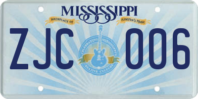 MS license plate ZJC006