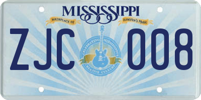 MS license plate ZJC008