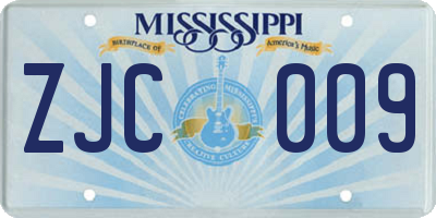 MS license plate ZJC009