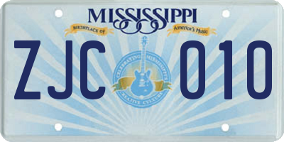 MS license plate ZJC010