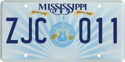 MS license plate ZJC011