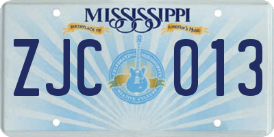 MS license plate ZJC013