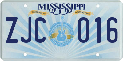 MS license plate ZJC016