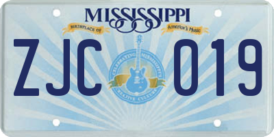 MS license plate ZJC019