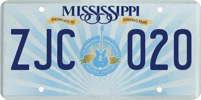 MS license plate ZJC020