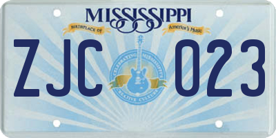 MS license plate ZJC023