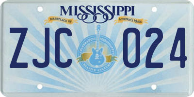MS license plate ZJC024