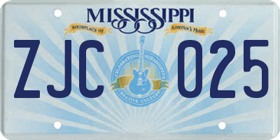 MS license plate ZJC025