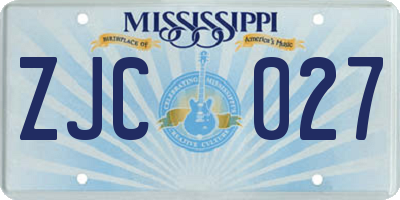 MS license plate ZJC027