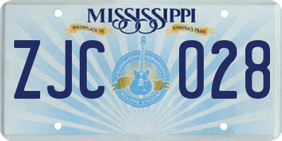 MS license plate ZJC028