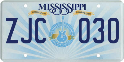 MS license plate ZJC030
