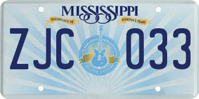 MS license plate ZJC033