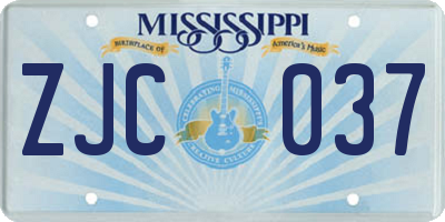 MS license plate ZJC037