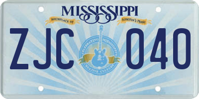 MS license plate ZJC040