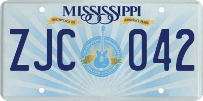 MS license plate ZJC042