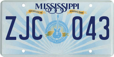 MS license plate ZJC043