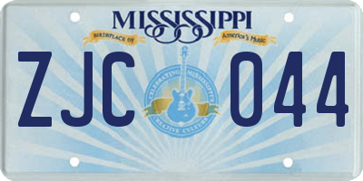 MS license plate ZJC044