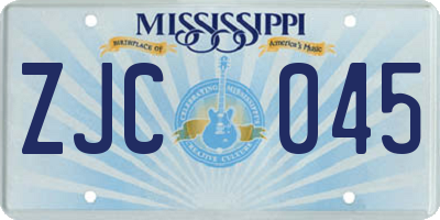 MS license plate ZJC045