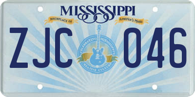 MS license plate ZJC046